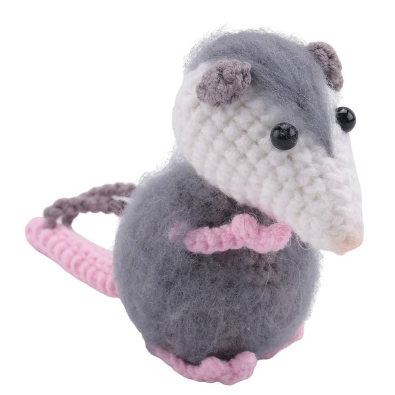 Vocdikficy Opossum-Autoanhänger, Süßer Possum-Autoanhänger, Handgefertigter Gehäkelter Possum-Autospiegel-Anhänger, Zubehör, Dekoration von Vocdikficy
