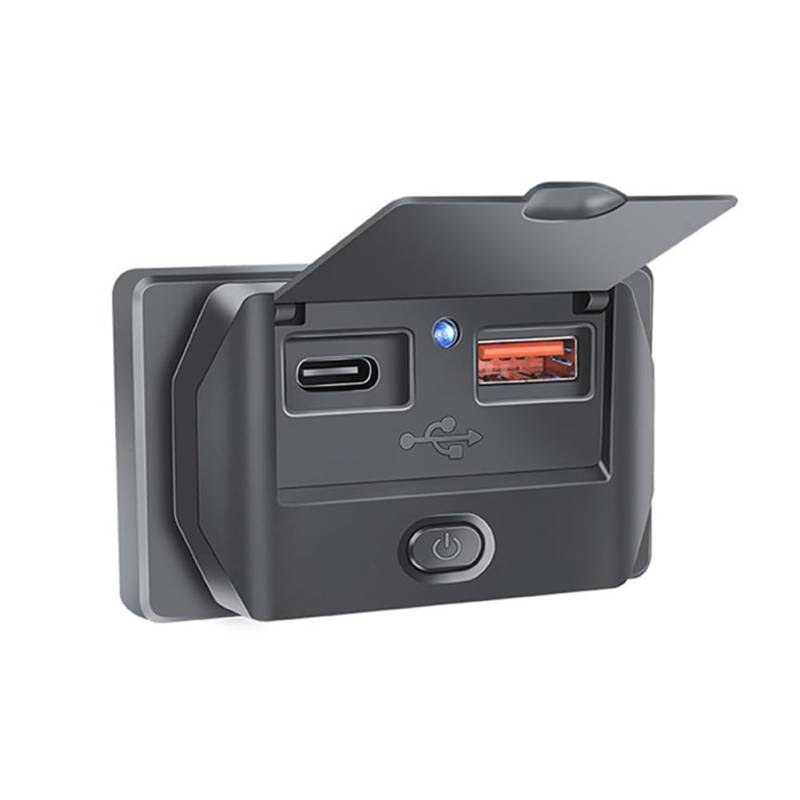 Vocdikficy Schnelllade-PD Typ-C + USB-Anschlüsse Auto-Bus-Ladebuchsenadapter USB-Stromversorgung mit Schalter für Marine-Motorräder von Vocdikficy
