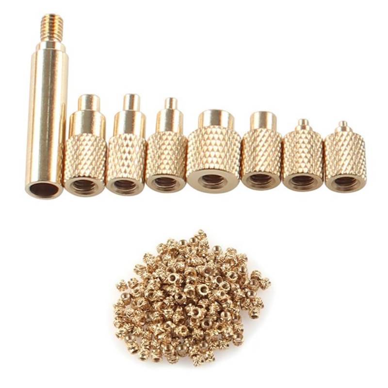 Vocdikficy Wärme-Einsatzmutter Spitze Einsatz Innengewinde Kopf M2-M8 Messing Heißschmelzeinsatz Mutter Einschub-Set 3D-Druckerzubehör Gold Messing von Vocdikficy