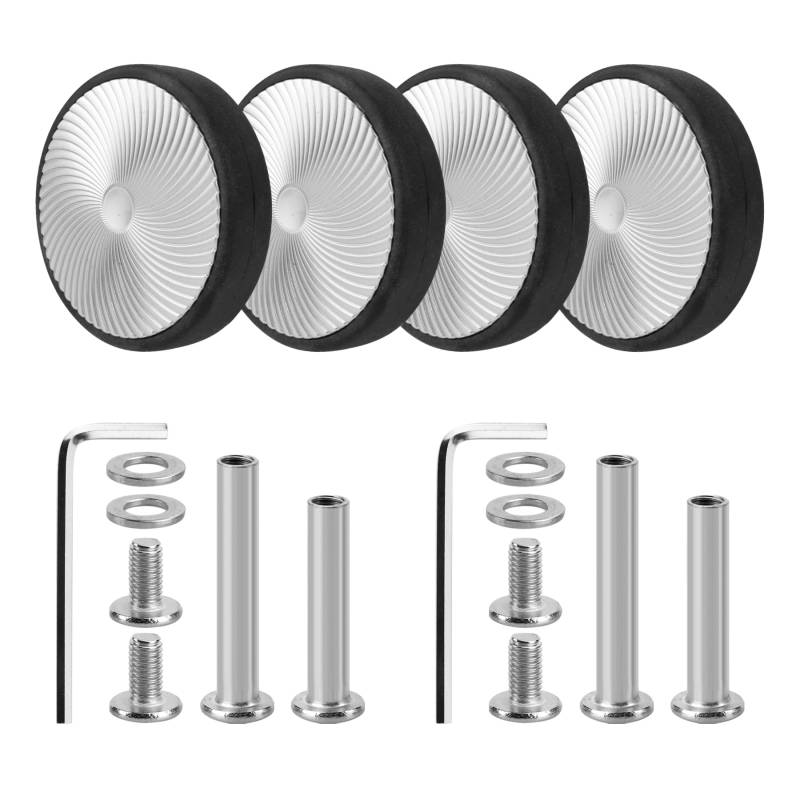 Volein 4 Stück Koffer Ersatzrollen 57mm Gepäck Ersatzräder Verschleißfeste Kofferrollen Gummi Ersatzräder für Koffer(Silber VF22B) von Volein