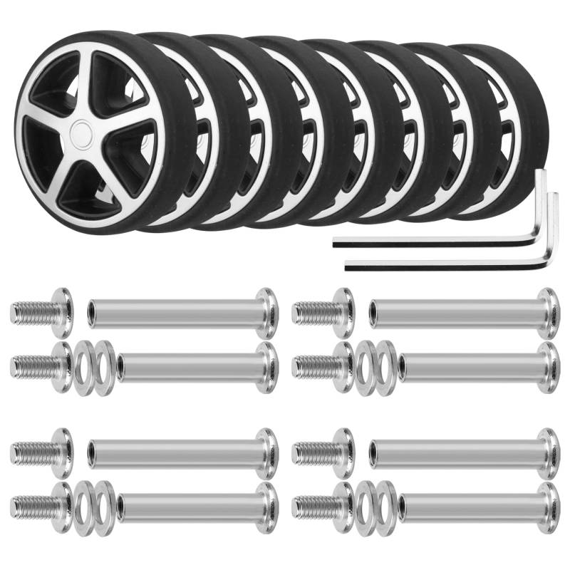 Volein 8 Stück Koffer Ersatzrollen 53mm Gepäck Ersatzräder Verschleißfeste Kofferrollen Gummi Ersatzräder für Koffer(Silber) von Volein