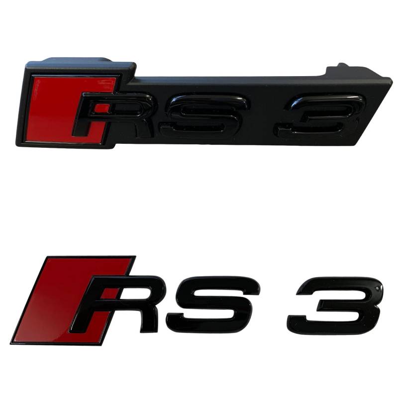 Original Audi Black Edition RS3 PAKET Emblem Schwarz Kühlergrill + Heck 8P 8V von Tuning Fanatics