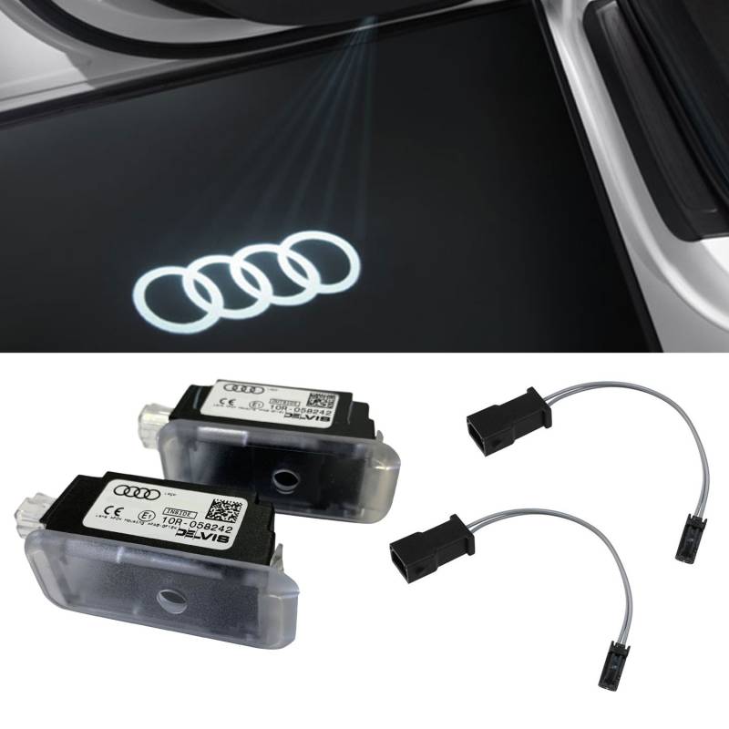 Original Audi Ringe LED Einstiegsbeleuchtung Tür Logo + Adapter für viele Audi von Volkswagen AG