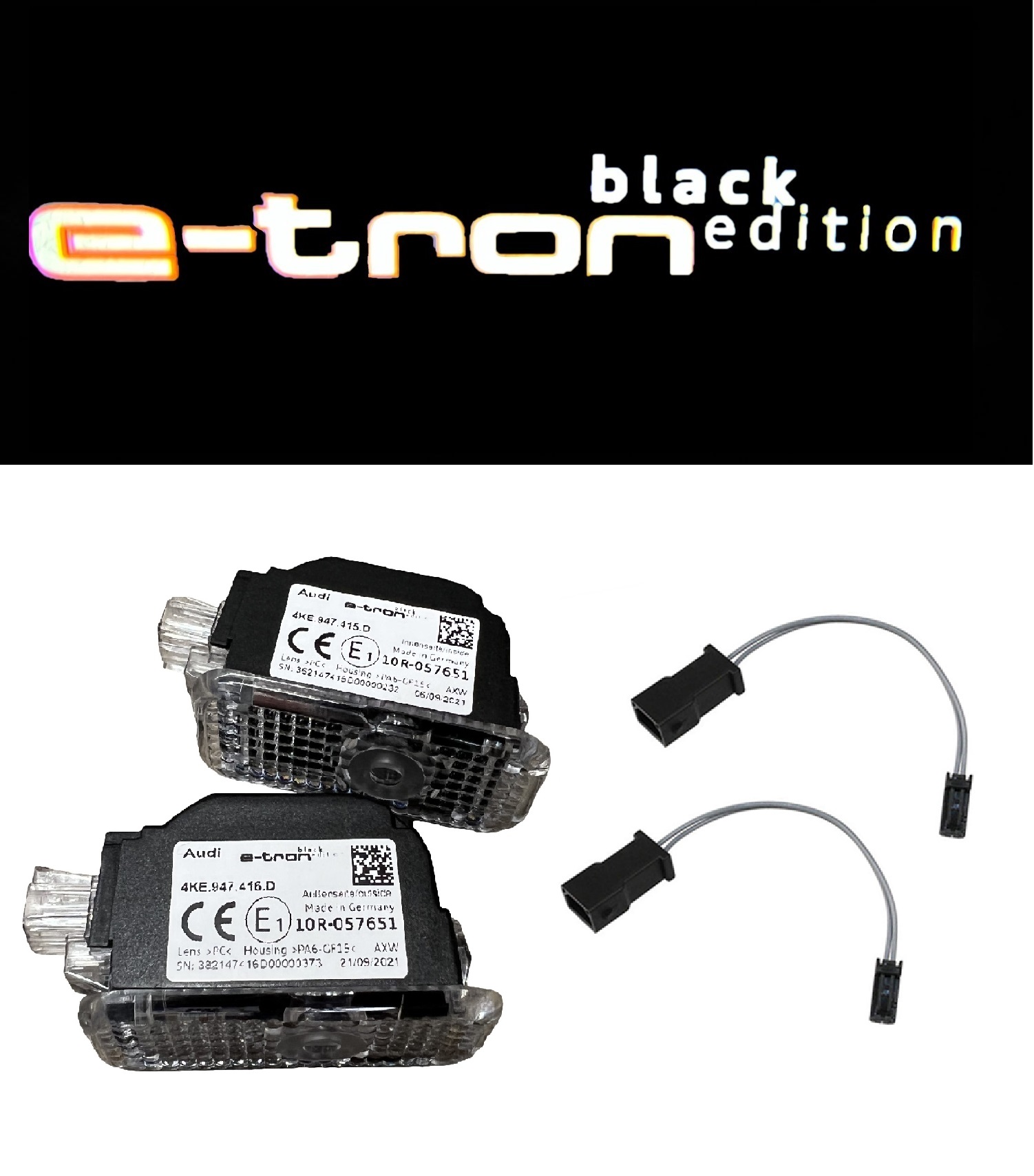 Original Audi "e-tron black edition" LED Einstiegsbeleuchtung Logo Türe Projektor SET Links + Rechts inklusive Adapter SET 4KE947415D + 4KE947416D für Audi Original Audi "e-tron black edition" LED Einstiegsbeleuchtung Logo Türe Projektor SET Links + Rechts inklusive Adapter SET 4KE947415D + 4KE947416D für Audi von Volkswagen AG