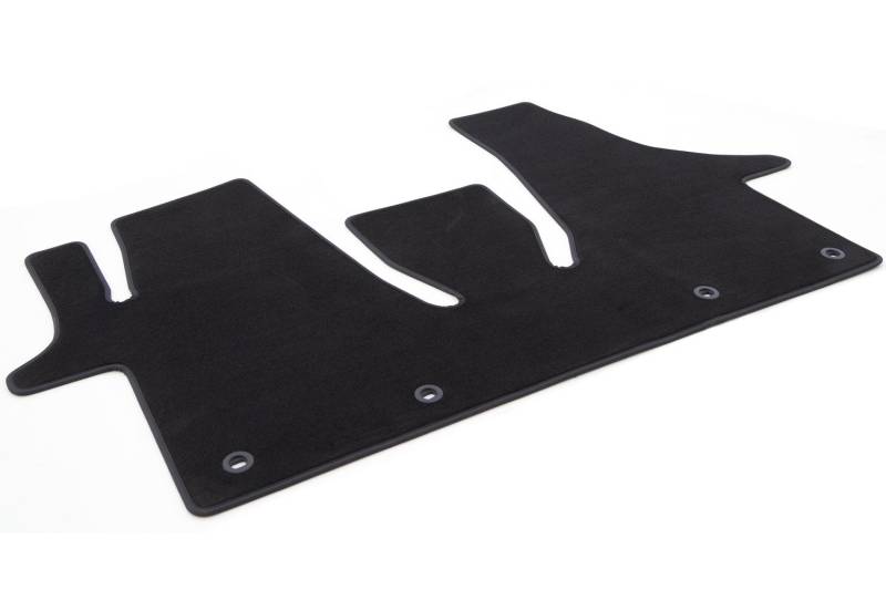 Fußmatte passend für VW T5 T6 T6.1 Velours Automatte Matte Premium Autoteppich Vorn komplett mit Mittelteil 1-teilig Schwarz Wetterfest Antirutsch - optional mit Ziernaht von kh Teile