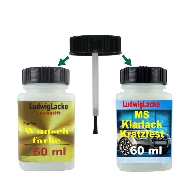 Volkswagen Lackstift Set für VW Reflex Silver Farbcode LA7W oder 8E oder 8E8E Baujahr 1997-2013 Metallic Lack - 2 Lackstifte a 50 ml von Ludwiglacke. 50 ml Basislack und 50 ml Klarlack. von Buosha