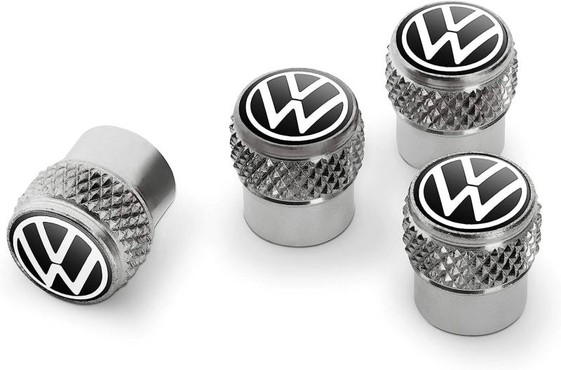 Volkswagen 000071215D Ventilkappen, mit neuem VW Logo, für Gummiventile und Messingventile von Volkswagen