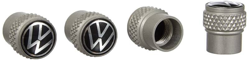 Volkswagen 000071215E Ventilkappen mit VW-Logo für Aluminiumventile, Silber, Universell von Volkswagen