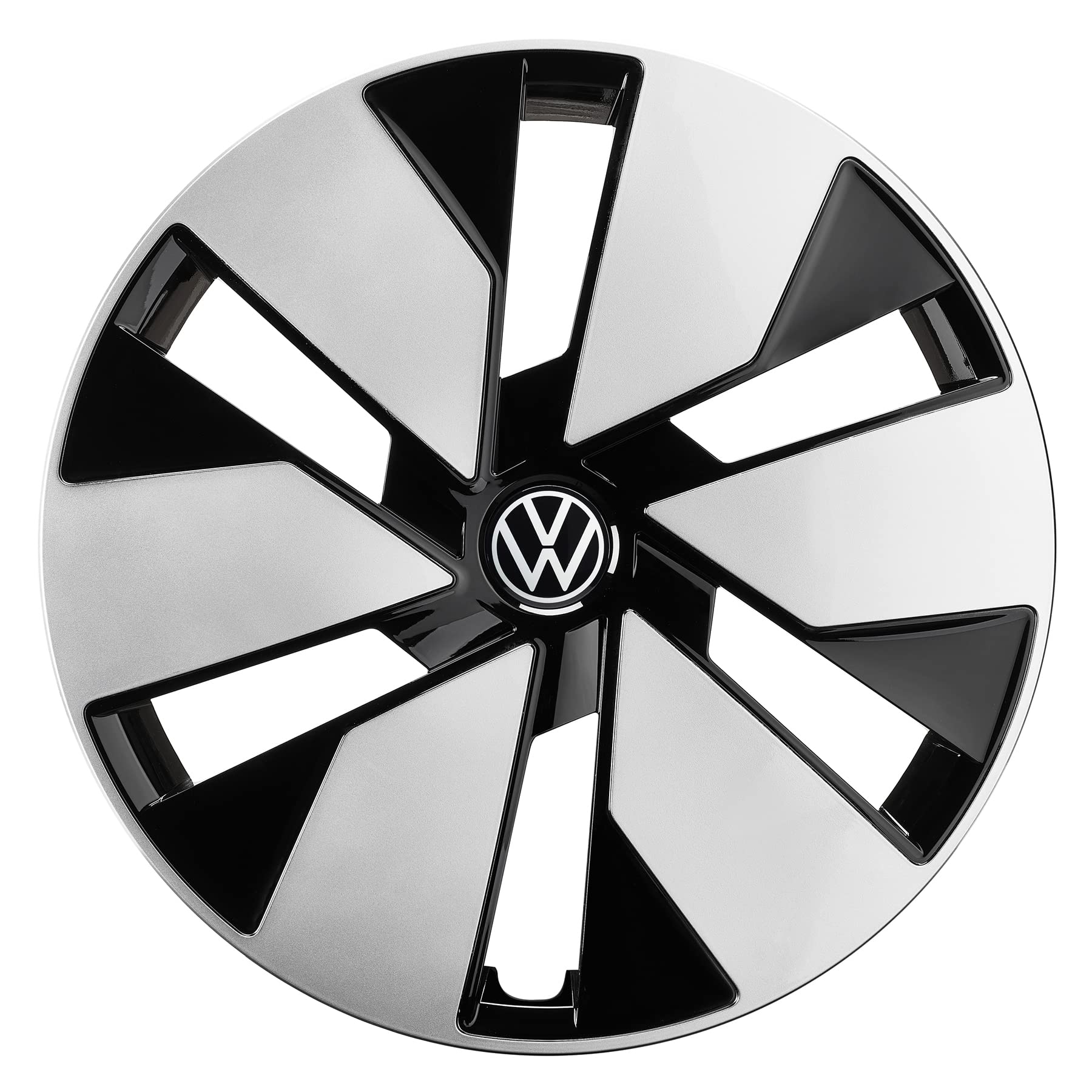 Volkswagen 10A071458BWZG Radkappen (4 Stück) Radzierblenden 18 Zoll Stahlfelgen Radblenden Bicolor, schwarz/Silber von Volkswagen