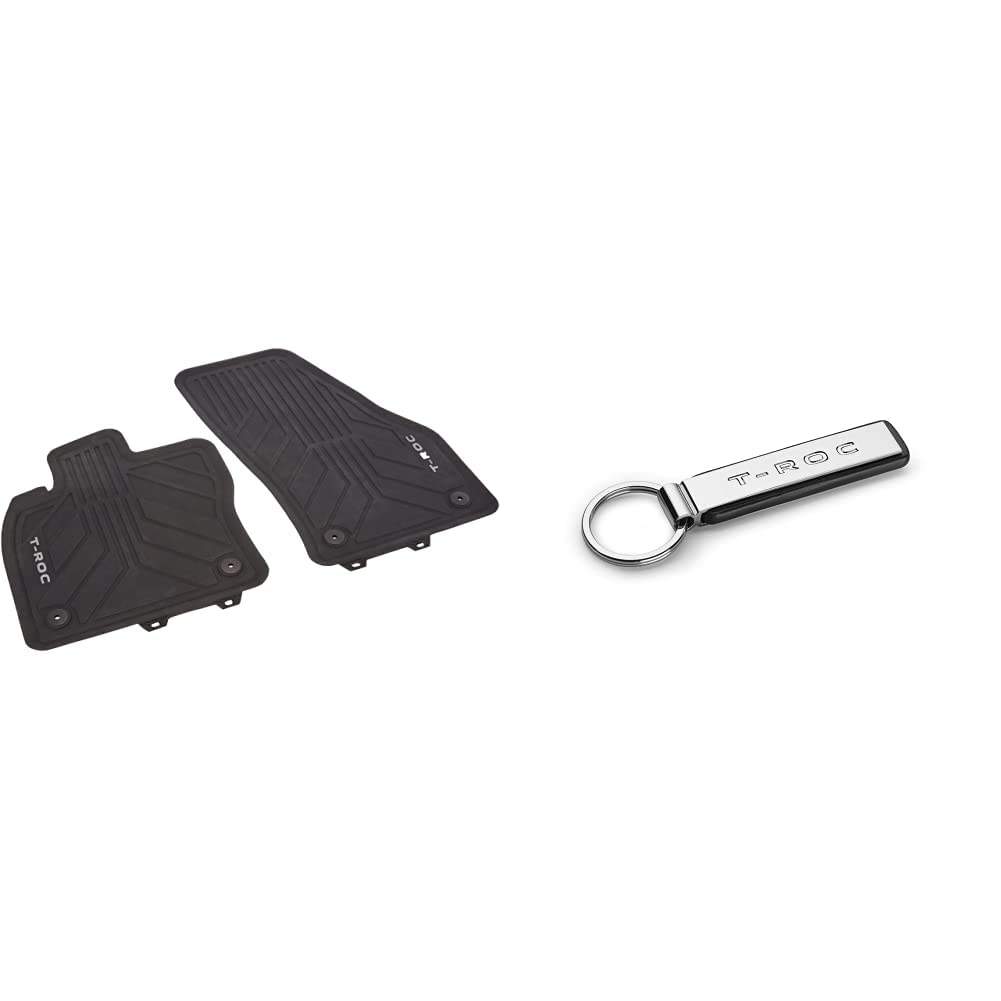 Volkswagen 2GA06150082V Allwetterfußmatten Gummi Fußmatten 4X Gummimatten, Schwarz & 2GA087010 T-ROC Original VW Schlüsselanhänger Keyring Metall Anhänger Silber schwarz Volkswagen 2GA06150082V Allwetterfußmatten Gummi Fußmatten 4X Gummimatten, Schwarz & 2GA087010 T-ROC Original VW Schlüsselanhänger Keyring Metall Anhänger Silber schwarz von Volkswagen