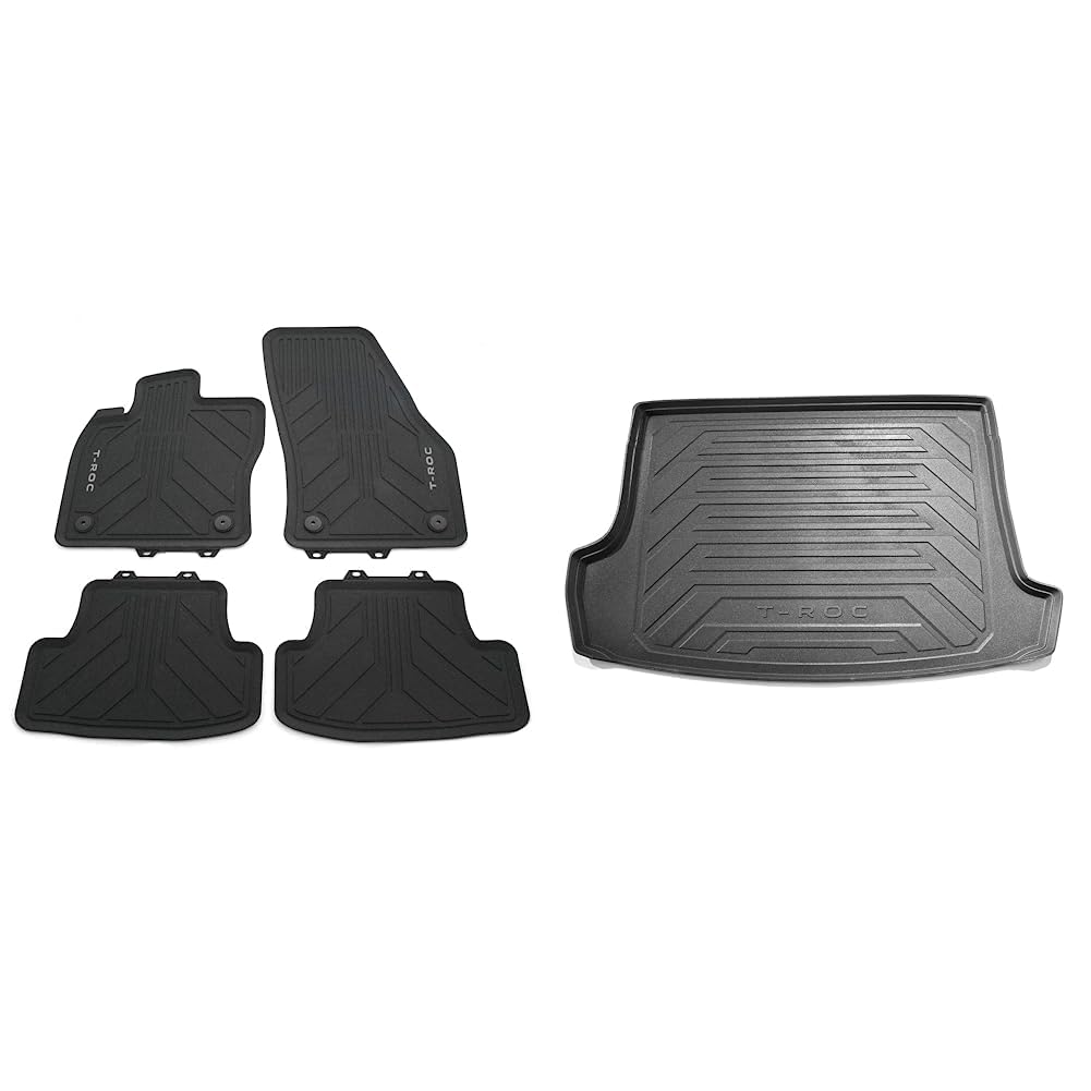 Volkswagen 2GC06150082V Allwettermatten Gummi Fußmatten 4X Gummimatten, für VW T-ROC Cabrio & 2GA061160 Gepäckraumeinlage T-ROC Kofferraumeinlage (für variablen Ladeboden) von Volkswagen