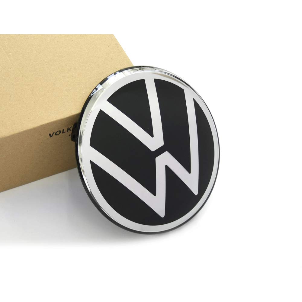 Volkswagen 2GM853601EDPJ Emblem Kühlergrill Logo Zeichen, schwarz verchromt glänzend, ab Modelljahr 2021, nur mit Front Assist von Volkswagen
