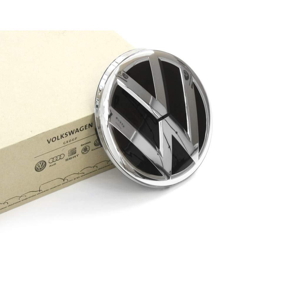 Volkswagen 3D0853601FJZA Original VW Emblem vorn Kühlergrill Zeichen Logo, schwarz/chromglanz, nur für Fahrzeuge mit Acc von Volkswagen