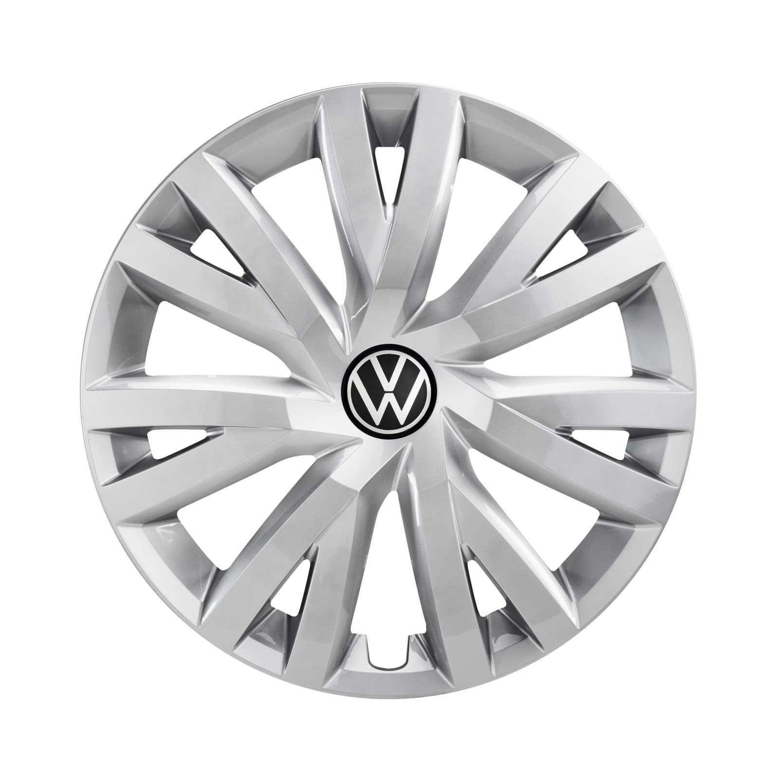 Volkswagen 5H0071456UWP Radkappen (4 Stück) Radzierblenden 16 Zoll Stahlfelgen Radblenden, brillantsilber von Volkswagen