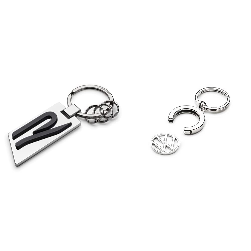 Volkswagen 5H6087010 Schlüsselanhänger Original R Logo Metall Silber/Chrom/Schwarz, M & 000087010BT Schlüsselanhänger Pfandchip Einkaufswagenchip Keyring Anhänger, mit neuem VW Logo Volkswagen 5H6087010 Schlüsselanhänger Original R Logo Metall Silber/Chrom/Schwarz, M & 000087010BT Schlüsselanhänger Pfandchip Einkaufswagenchip Keyring Anhänger, mit neuem VW Logo von Volkswagen