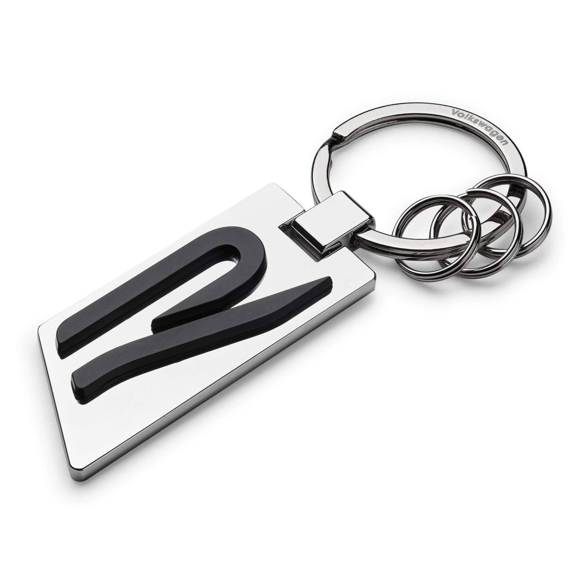 Volkswagen 5H6087010 Schlüsselanhänger Original R Logo Metall Silber/Chrom/Schwarz, M von Volkswagen