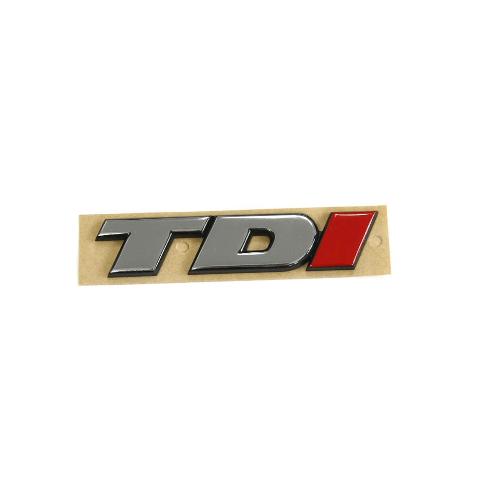 Volkswagen 7D0853675CEQW Schriftzug TDI Heckklappe Emblem Logo, Chrom/rot von Volkswagen