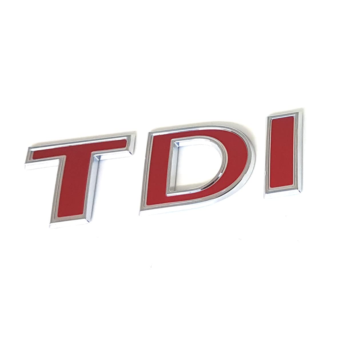 Volkswagen 7E0853675KGQF Schriftzug TDI Logo Aufkleber Emblem, Chrom/rot von Volkswagen