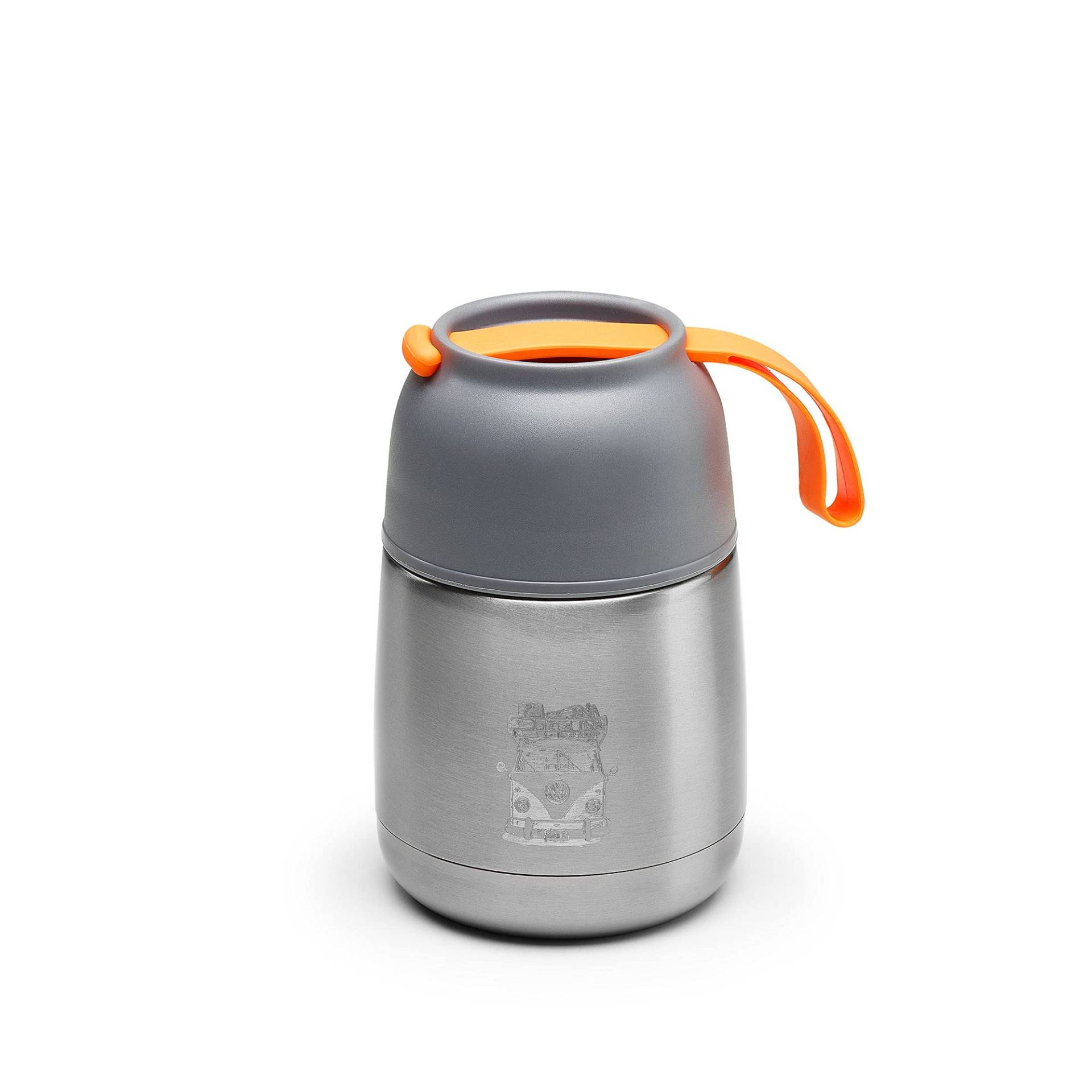 Volkswagen 7E9069604A Thermobehälter VW T1 Bulli Motiv Edelstahl Behälter 450ml Thermogefäß, Silber/orange von Volkswagen