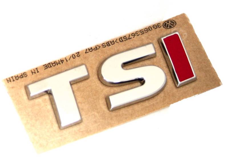 Volkswagen Original VW TSI Schriftzug, rote Buchstaben, aufklebbar, Chrom (TSI (nur I rot)) von Volkswagen