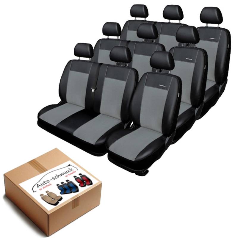 Volkswagen T6 Sitzbezüge nach Maß Autoplanen perfekte Passform Schonbezüge Sitzschoner Velour + Strickpolster ®Auto-schmuck (Premium 9 grau) von Volkswagen
