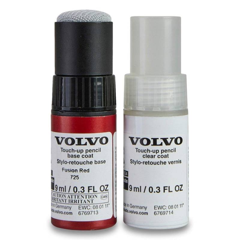 Volvo Original 725 Fusion Red Lackstift Set - 9ml Basislack, 9ml Klarlack - Lackreparatur Set Ausbesserungslack rot 31651045 von Volvo