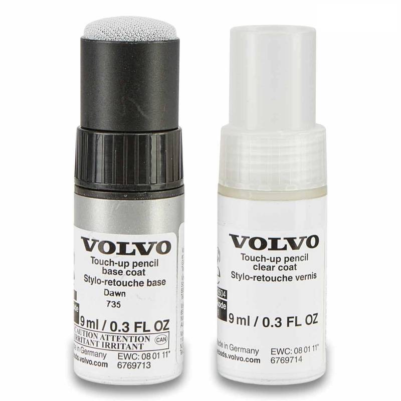 Volvo Original 735 Silver Dawn Lackstift Set - 9ml Basislack, 9ml Klarlack - Lackreparatur Set Ausbesserungslack Silber 32314234 von Volvo