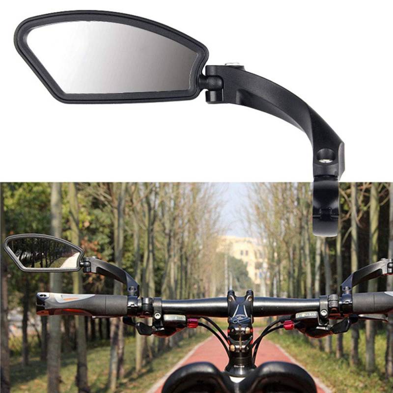 Volwco Lenker Fahrradspiegel, 360 ° Verstellbarer Winkel Fahrradrückspiegel Edelstahl HD Explosionsgeschützte Glaslinse Sicherer Klappbarer Fahrrad Spiegel mit Reflektierenden Streifen von VOLWCO
