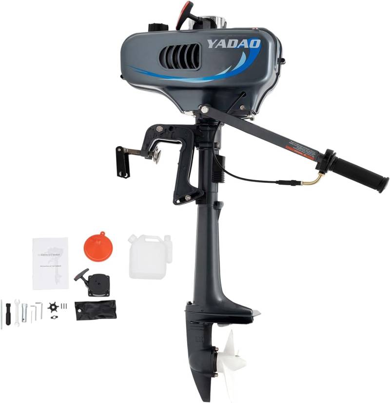 2 Takt 3,5PS Außenbordmotor Bootsmotor - Benzinmotor für Fischerboote 49cc 2.5KW Außenborder Bootsmotor mit 1.3L Kraftstofftank Aluminium Benzin-Bootsmotor Angelmotor (2 Takt 3.5PS) von VonVVer