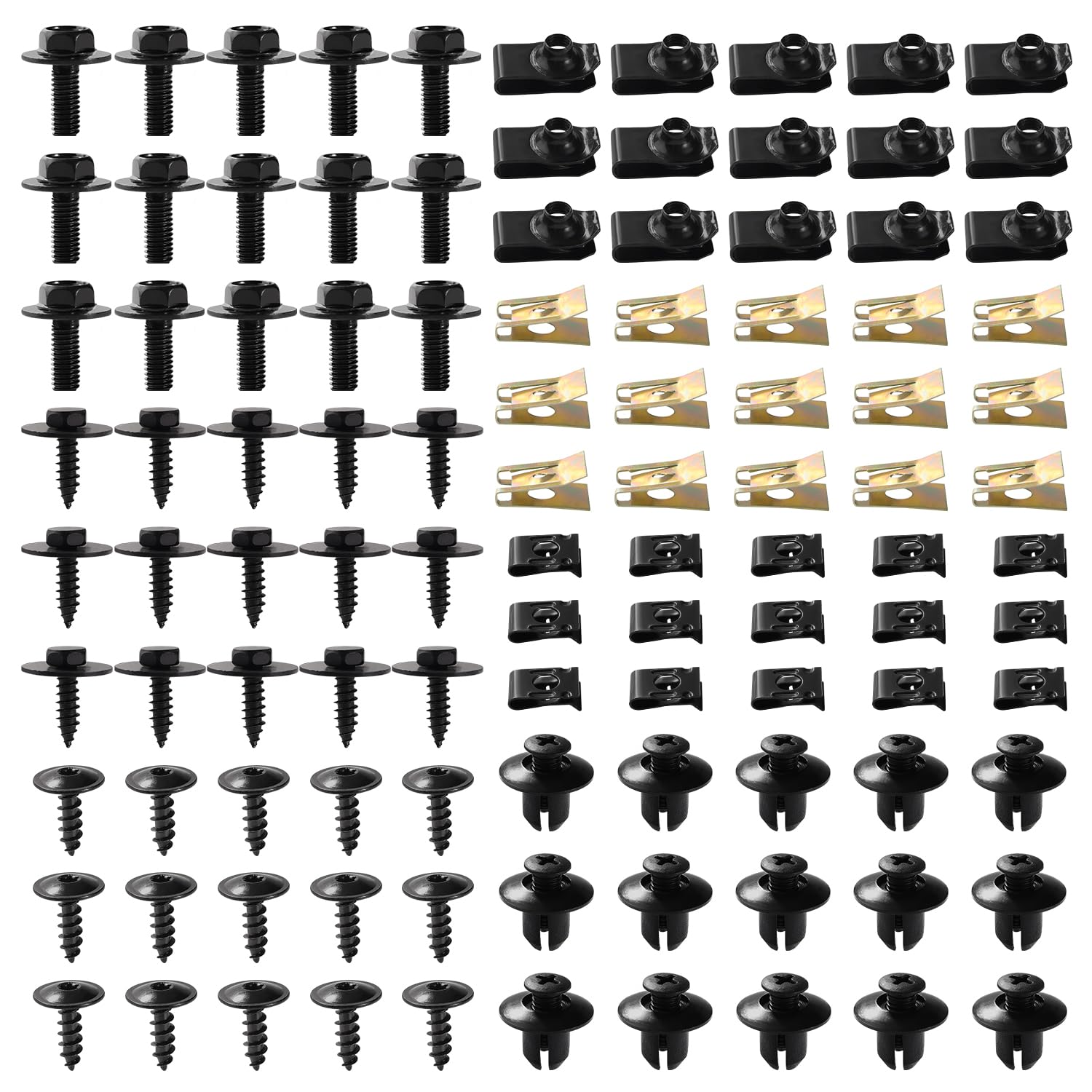 VooGenzek 105 Stücke Blechmutter Schraube Mutter Clip Kit, Auto Body Undertray Fender Schrauben, Schraube Mutter Clip Schnappmutter Set, U Typ Karosserieschrauben, für Auto VooGenzek 105 Stücke Blechmutter Schraube Mutter Clip Kit, Auto Body Undertray Fender Schrauben, Schraube Mutter Clip Schnappmutter Set, U Typ Karosserieschrauben, für Auto von VooGenzek
