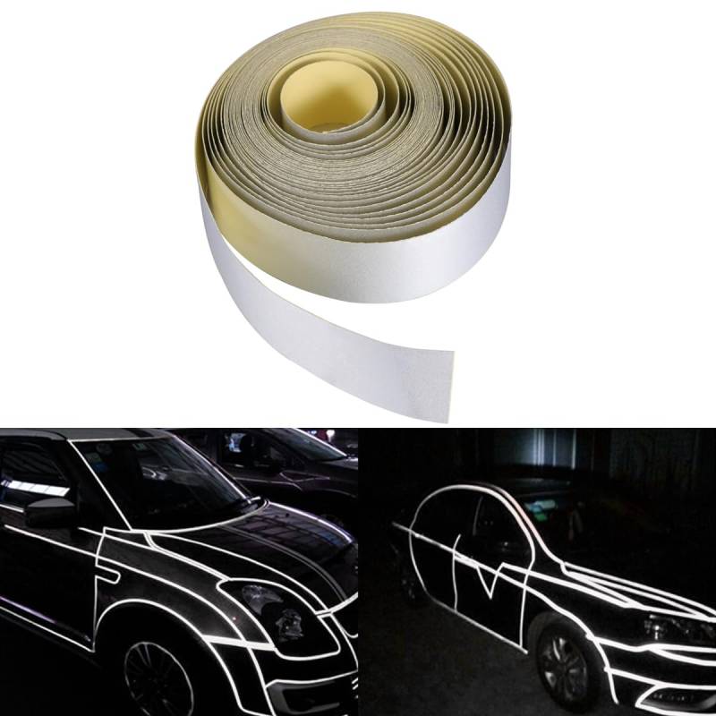 VOSAREA 2cm x 5m Auto Reflektierender Aufkleber Körper Felgen Aufkleber DIY Klebeband Selbstklebender Aufkleber (Silber) von VOSAREA