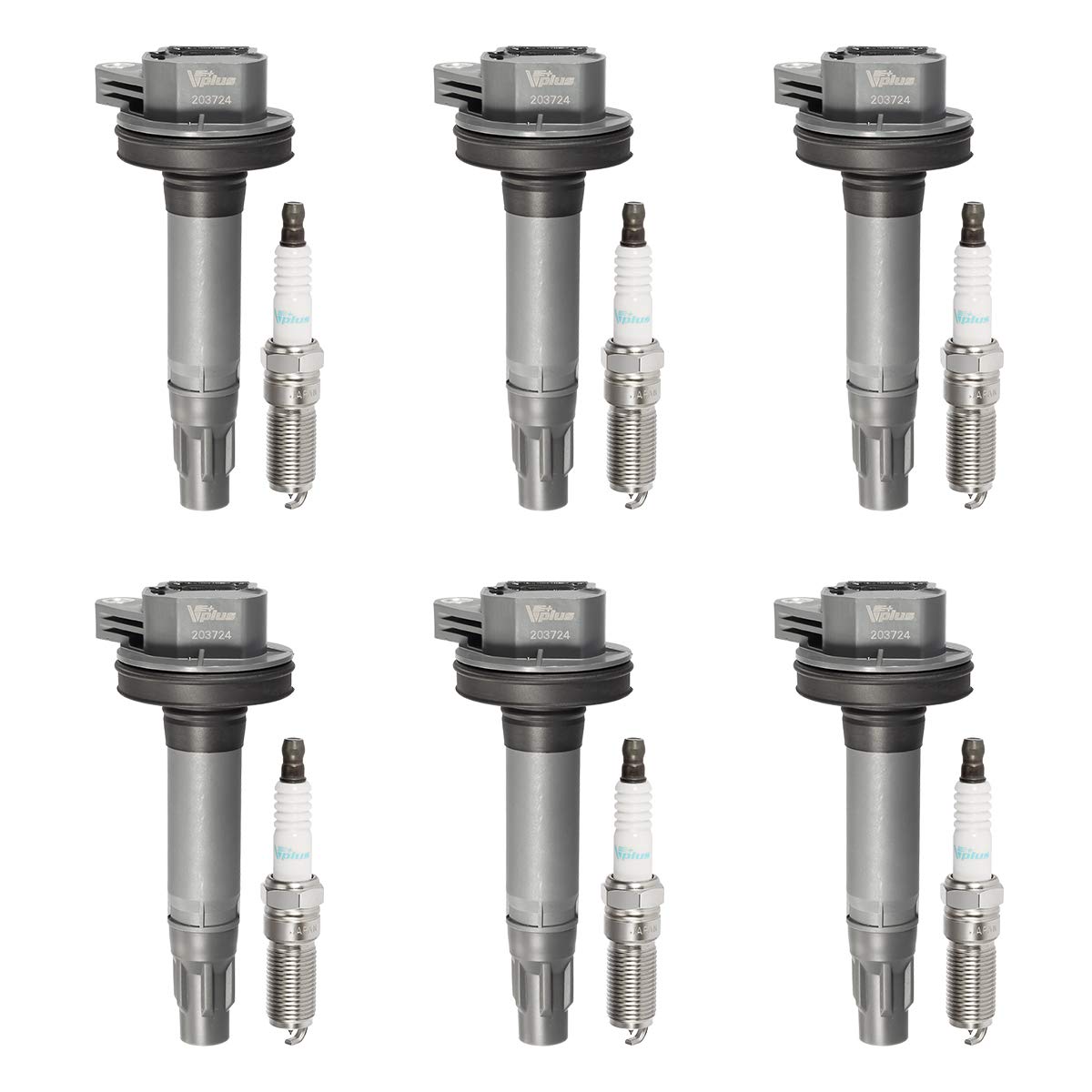 Vplus UF553 Zündspulen Pack und Zündkerzen 5019 LTR5GP UF595 DG520 Kompatibel mit Ford F-150 Explorer Taurus Edge Lincoln MKS MKT MKZ MKX Mercury Sable 3.5L 3.7L V6 2008-2016, 6 Stück Vplus UF553 Zündspulen Pack und Zündkerzen 5019 LTR5GP UF595 DG520 Kompatibel mit Ford F-150 Explorer Taurus Edge Lincoln MKS MKT MKZ MKX Mercury Sable 3.5L 3.7L V6 2008-2016, 6 Stück von Vplus