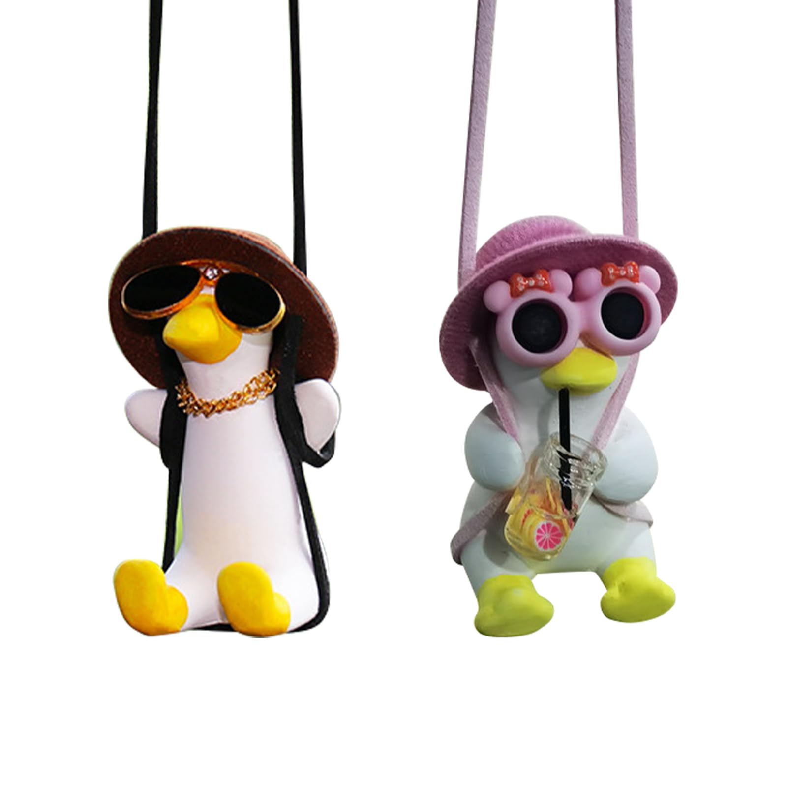 2 Stück Schwingende Ente Hängend,Schaukel Ente Rückspiegel Hängendes Ornament Cute Swing Duck Car Pendant Autozubehör Zum Aufhängen Auto Swinging Duck Car Ornament Für Autospiegel von Vulevirtue