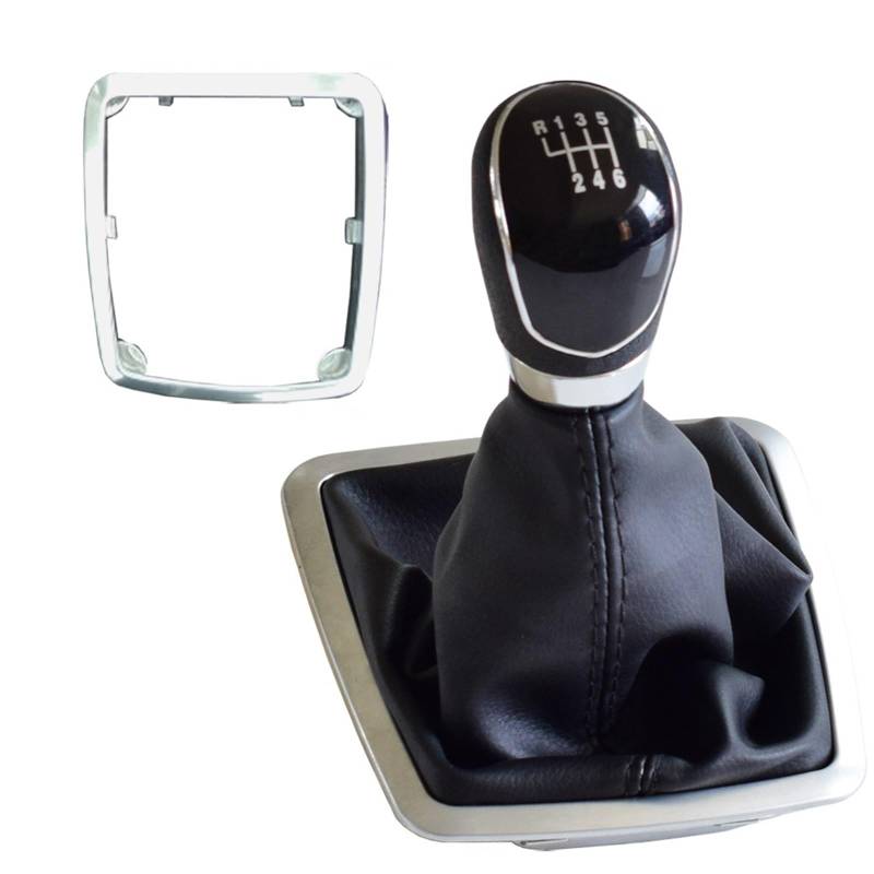 Vuzmode, for Ford, for Focus, 2 MK2 FL C-MAX 2006-2011 5 6 Gang Schalthebel Auto Leder Boot Schaltknauf Kopf Hebel Abdeckung Zubehör Schaltknauf(Black-6 Speed) von Vuzmode
