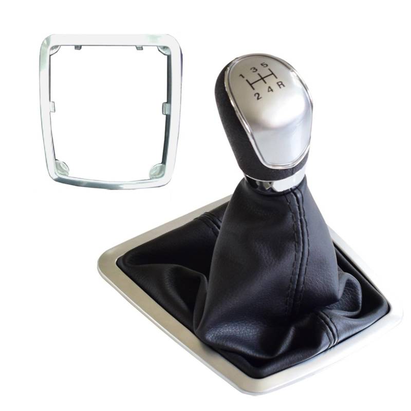 Vuzmode, for Ford, for Focus, 2 MK2 FL C-MAX 2006-2011 MK3 MK4 MK7 Galaxy ABS Getriebe Manueller Schalthebelknopf mit Gaitor Boot Cover Schaltknauf(Silver-5Speed-Big) von Vuzmode