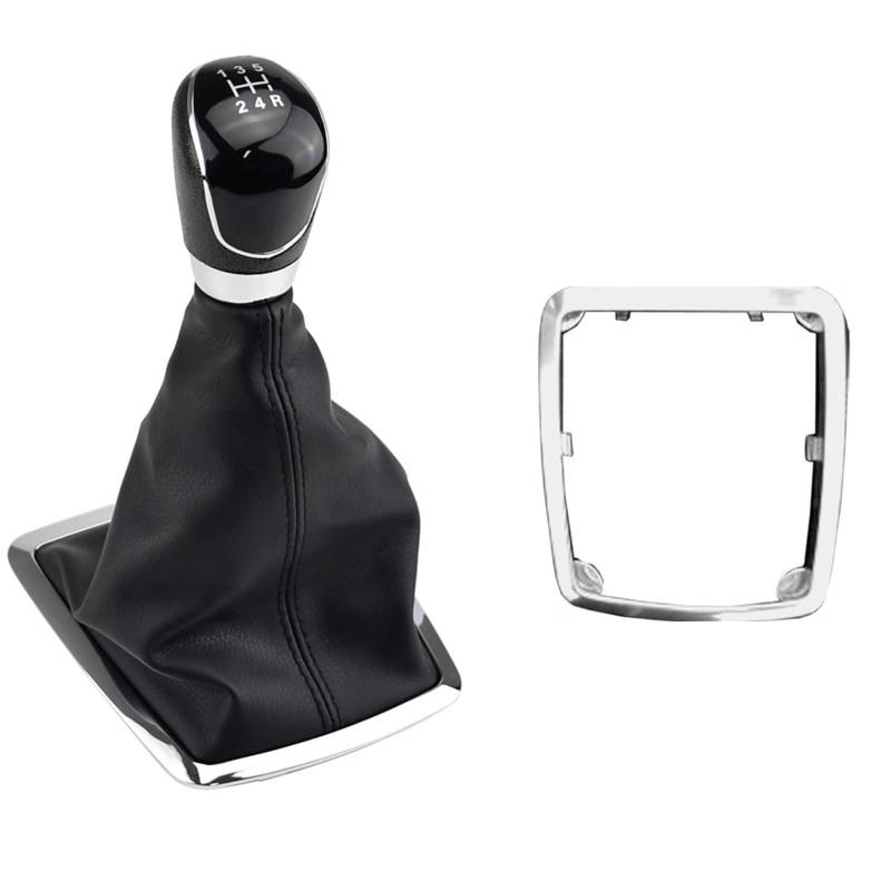 Vuzmode 5/6 Geschwindigkeit Schaltknauf Hebel Handball, for Ford, for Focus, 2 MK2 FL C-MAX 2006-2011 MK3 MK4 MK7 Galaxy Gaiter Boot Leder Abdeckung Schaltknauf(5 Speed-Black-A) von Vuzmode