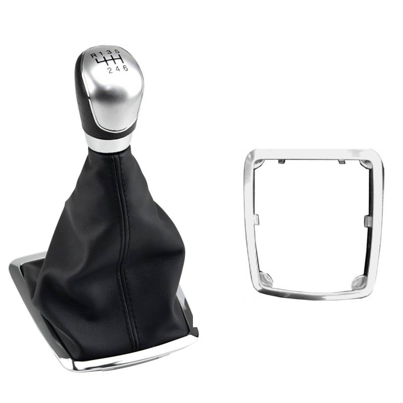 Vuzmode 5/6 Geschwindigkeit Schaltknauf Hebel Handball, for Ford, for Focus, 2 MK2 FL C-MAX 2006-2011 MK3 MK4 MK7 Galaxy Gaiter Boot Leder Abdeckung Schaltknauf(6 Speed-Silvery-A) von Vuzmode
