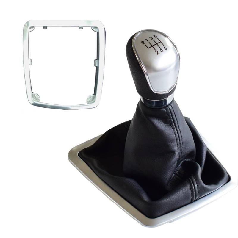 Vuzmode Auto Manuelle Schaltknauf Hebel for 5/6 Geschwindigkeit for Ford Focus 2 MK2 FL C-MAX 2006-2011 MK3 MK4 MK7 Galaxy Mit Gamasche Boot Abdeckung Schaltknauf(Silver-6Speed-Big) von Vuzmode