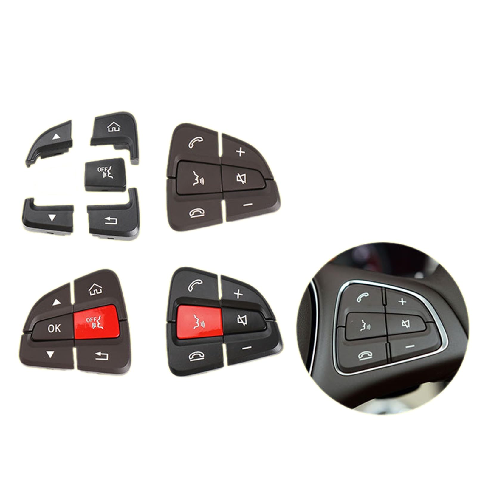 Vuzmode for Mercedes-Benz, C-Klasse W205, Lenkrad-Weckknopf, GLC-Klasse W253, Multifunktion 0999050300 0999050200 Austausch des Lenkradknopfs(Black and red Pair) von Vuzmode