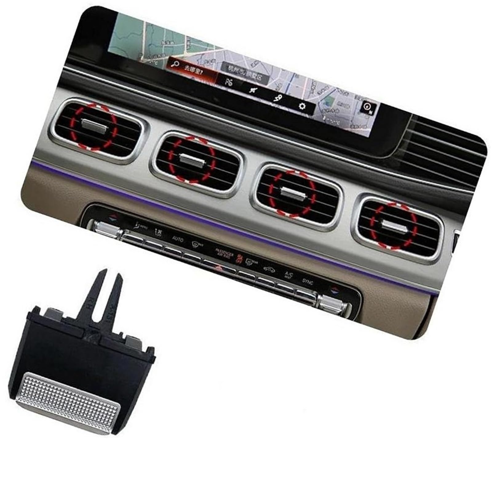 Vuzmode for Mercedes-Benz, for Maybach, W167 GLE GLS Auto Dash Links/Rechts Vorne Hinten AC Air Vent Grille Tab Clip Ersatz für den Lüftungsclip im Auto(Black Middle) von Vuzmode