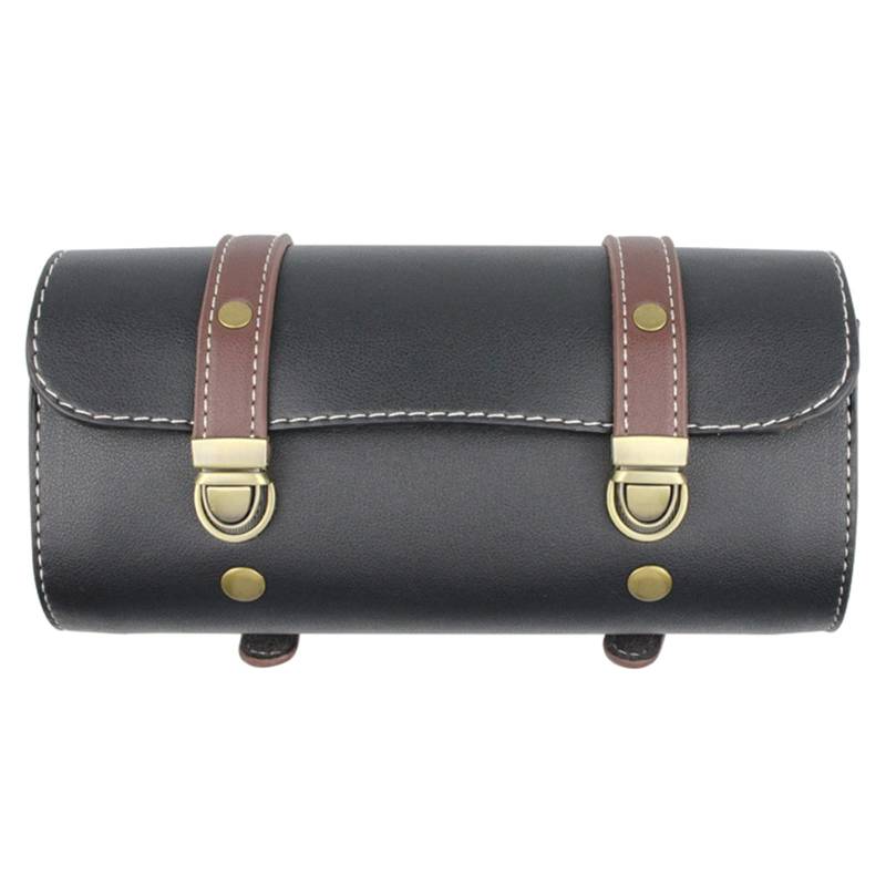Vynetra Motorrad Werkzeugtasche PU Leder Gabel Satteltaschen Seitentasche Rolle Lenker Heckträger Aufbewahrung Werkzeug mit Gurt von Vynetra