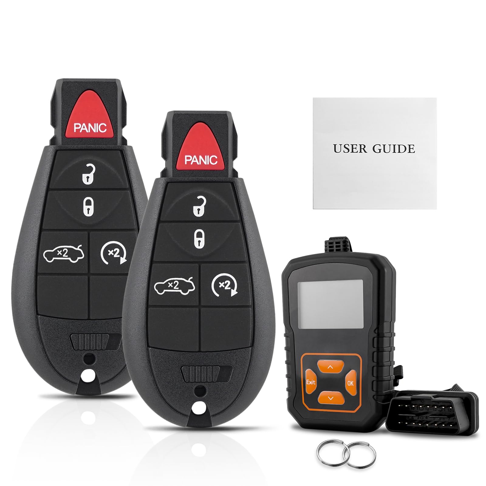 2 x Schlüsselanhänger mit OBD-Werkzeug für Dodge Dart 2013–2016, mit DIY-Anleitung (evtl. nicht in deutscher Sprache) von Vzrcavekey
