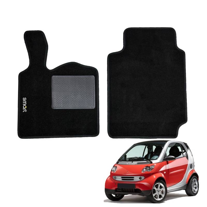 W-Parts Serie 2 Fußmatten - Schwarze, maßgeschneiderte Teppichmatten mit rutschfestem Kunststoff für Smart Fortwo 450 (2004-2007) von W-Parts