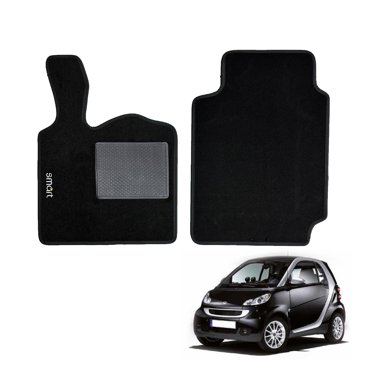 W-Parts Serie 2 Fußmatten - Schwarze, rutschfeste Teppichmatten für Smart Fortwo 451 (2007-2014) mit eingenähtem Absatzschoner und Anti-Rutsch-Streifen W-Parts Serie 2 Fußmatten - Schwarze, rutschfeste Teppichmatten für Smart Fortwo 451 (2007-2014) mit eingenähtem Absatzschoner und Anti-Rutsch-Streifen von W-Parts