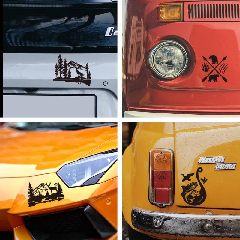 WADORN 5 Stücke Hirsch Bär Vögel Jagd Reflektierende Vinyl Auto Aufkleber Aufkleber Aufkleber Mit Jagdtieren Im Freien Wasserdicht Für Autofenster Für Stoßstangenfenster Autos LKWs Laptops von WADORN