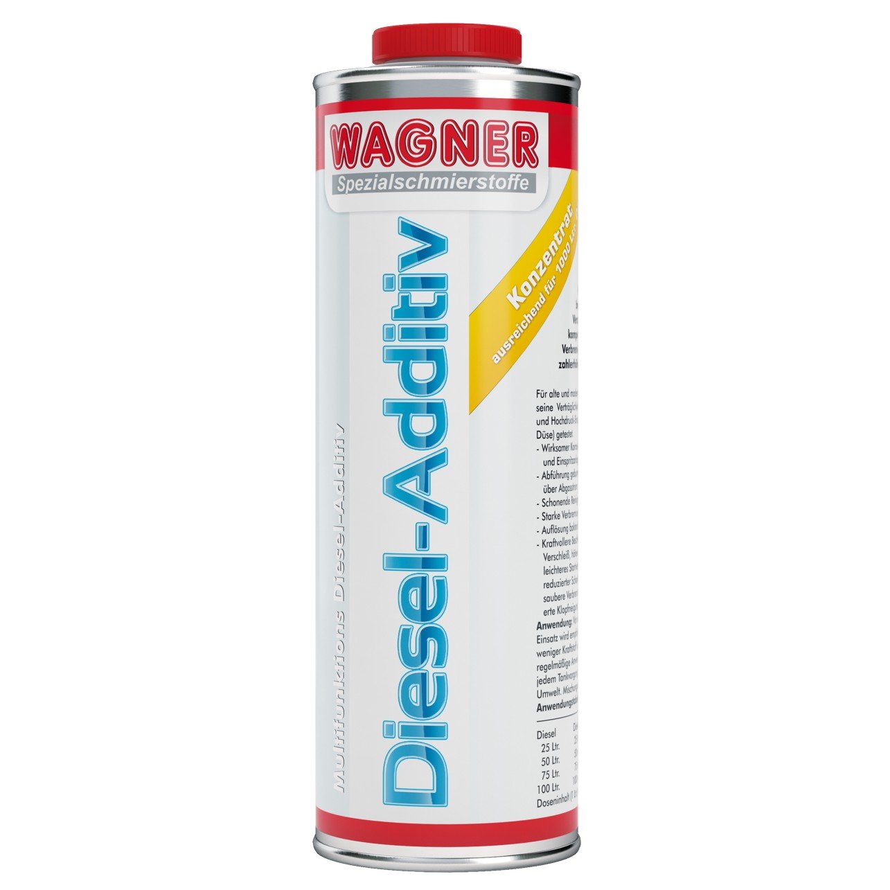 Wagner Diesel Additiv - für alle Dieselkraftstoffe und 2-&4-Taktmotoren Aller Fahrzeugarten|Systemreiniger Diesel Reinigt Einspritzanlage&Tank, Schützt vor Korrosion, Verschleiß&Diesel-Pest (1 Liter) von Wagner