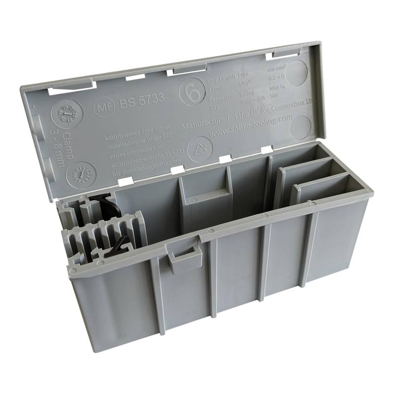 WAGO 60413514 | WAGO BOX 221-4 SINGLE (GRAU, KUNSTSTOFF, NICHT WASSERFEST, FÜR 221 & 2773 SERIEN CONNECTORS) von WAGO