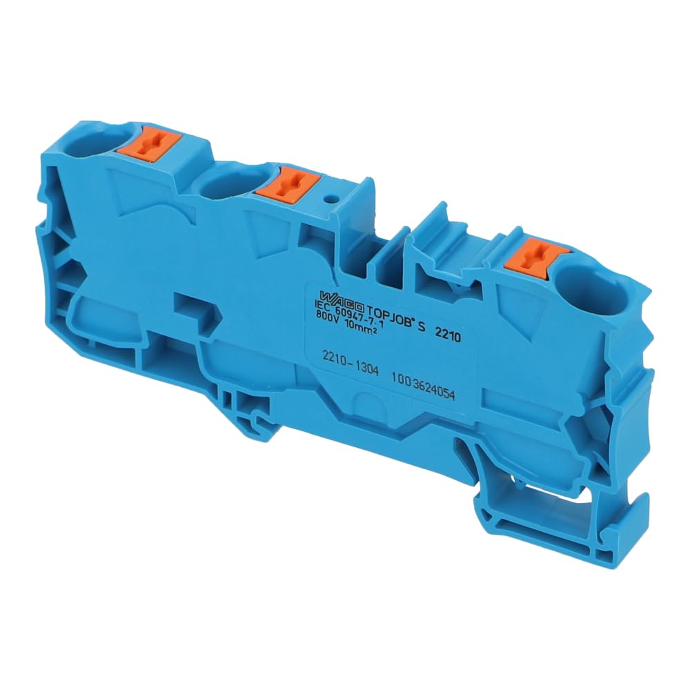 WAGO 2210-1304 3-CONDUCTOR THROUGH TERMINAL BLOCK WITH PUSH-BUTTON 10 MM?, BLUE von WAGO