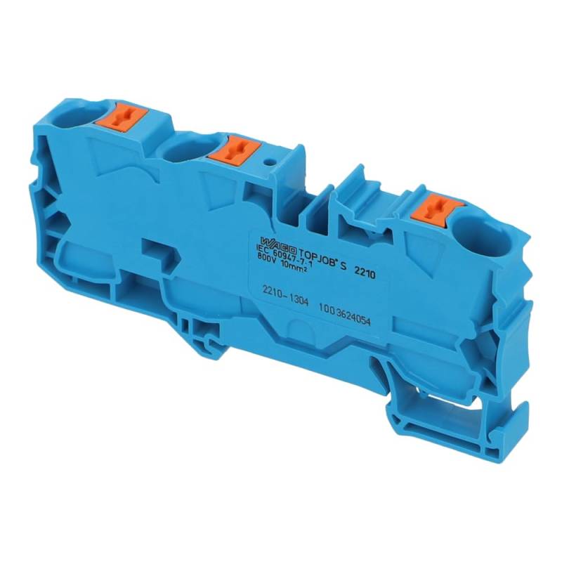 WAGO 2210-1304 3-CONDUCTOR THROUGH TERMINAL BLOCK WITH PUSH-BUTTON 10 MM?, BLUE von WAGO