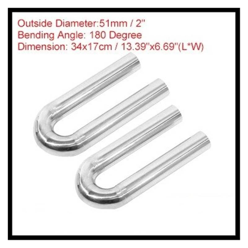Auspuffblende 180-Grad-Auspuffrohr 51 Mm 57 Mm 63 Mm 76 Mm 89 Mm Außendurchmesser Auto Dornbieger Auspuffrohr T304 Edelstahl Universal Auto Auspuff Schalldämpfer(B 51mm) von WALEQW